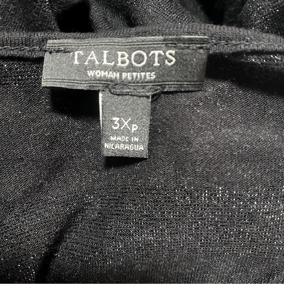 Talbots Women’s Petite Plus Size 3X Black Blouse Sheer & Metallic Long Sleeve - Picture 5 of 7